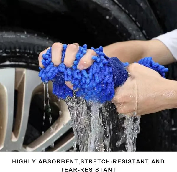 Dual-Sided Microfiber  Wash Mitt - Scratch-Free Chenille & Mesh Sponge