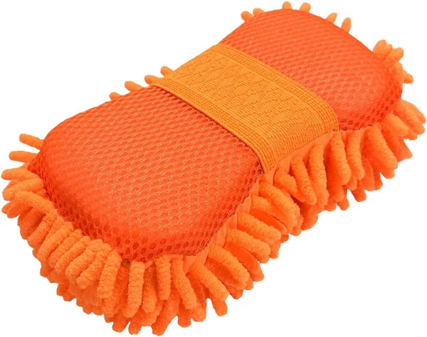 Dual-Sided Microfiber  Wash Mitt - Scratch-Free Chenille & Mesh Sponge