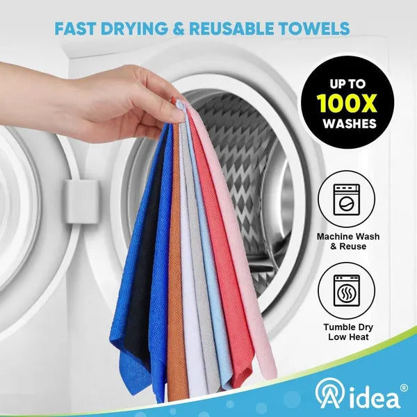 50‑Pack Tear‑Away Dark Blue Microfiber Cleaning Cloth Roll, Lint‑Free Reusable Towels for Car, Kitchen, Window & Household Cleaning, 11.5" x 11.5"