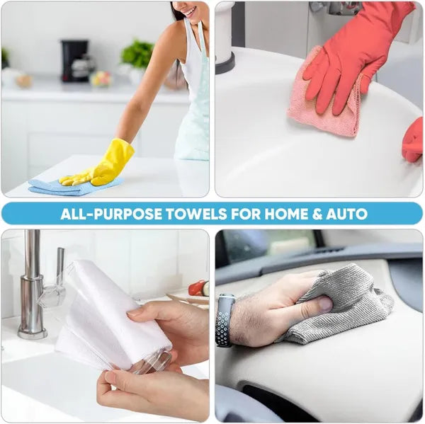 50‑Pack Tear‑Away Pink Microfiber Cleaning Cloth Roll, Lint‑Free Reusable Towels for Car, Kitchen, Window & Household Cleaning, 11.5" x 11.5"