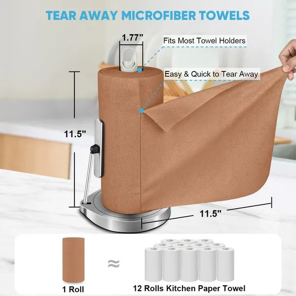 50‑Pack Tear‑Away Coffee Microfiber Cleaning Cloth Roll, Lint‑Free Reusable Towels for Car, Kitchen, Window & Household Cleaning, 11.5" x 11.5" ****
