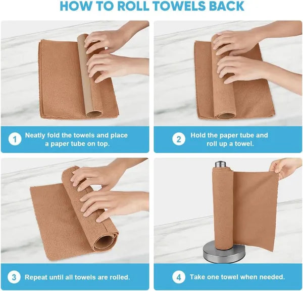 50‑Pack Tear‑Away Coffee Microfiber Cleaning Cloth Roll, Lint‑Free Reusable Towels for Car, Kitchen, Window & Household Cleaning, 11.5" x 11.5" ****