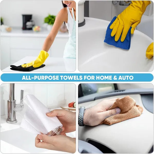 50‑Pack Tear‑Away Dark Blue Microfiber Cleaning Cloth Roll, Lint‑Free Reusable Towels for Car, Kitchen, Window & Household Cleaning, 11.5" x 11.5"