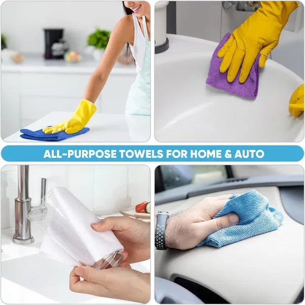 50‑Pack Tear‑Away Dark Blue Microfiber Cleaning Cloth Roll, Lint‑Free Reusable Towels for Car, Kitchen, Window & Household Cleaning, 11.5" x 11.5"