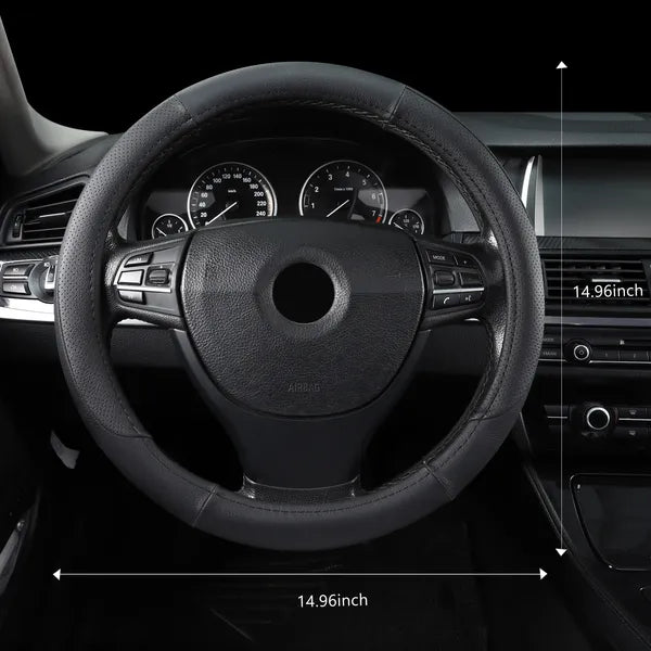 AEELLEEA Car Steering Wheel Cover Breathable Perforated Leather Anti Slip Wear Resistant Universal Steering Wheel Protector