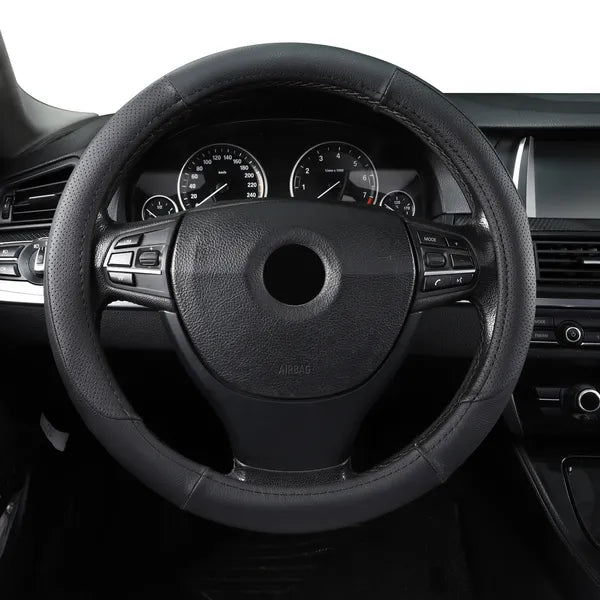 AEELLEEA Car Steering Wheel Cover Breathable Perforated Leather Anti Slip Wear Resistant Universal Steering Wheel Protector
