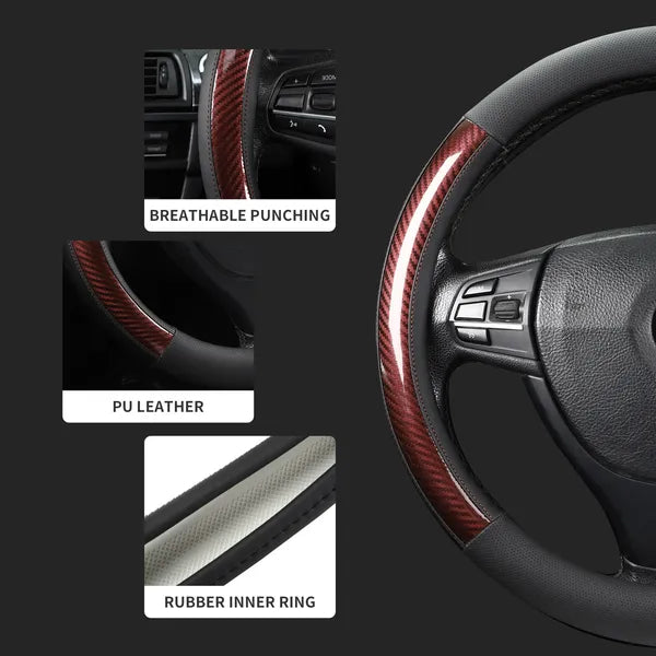 AEELLEEA Car Steering Wheel Cover Breathable Perforated Leather Anti Slip Wear Resistant Universal Steering Wheel Protector