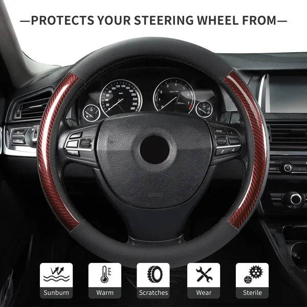 AEELLEEA Car Steering Wheel Cover Breathable Perforated Leather Anti Slip Wear Resistant Universal Steering Wheel Protector