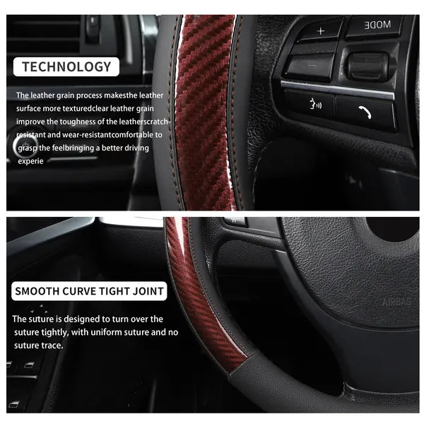 AEELLEEA Car Steering Wheel Cover Breathable Perforated Leather Anti Slip Wear Resistant Universal Steering Wheel Protector