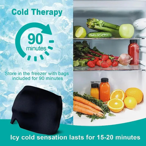 Reusable Hot & Cold Gel Head Wrap, 360° Cooling Cap for Head and Eyes, Stretchable Compression Therapy Mask, Black