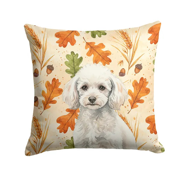Aeelleea Miniature White Poodle Heirloom Fall Pillow 18x18 in Cushion