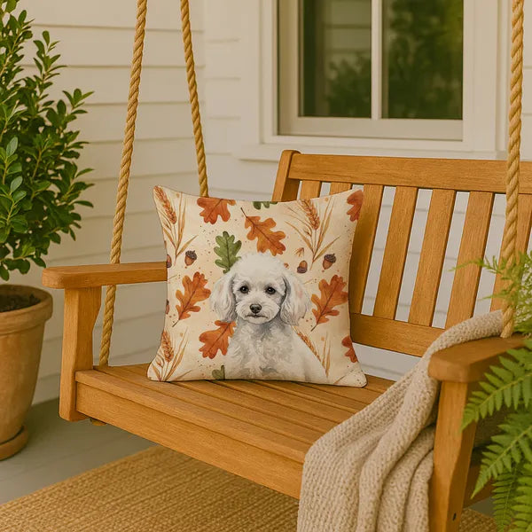 Aeelleea Miniature White Poodle Heirloom Fall Pillow 18x18 in Cushion