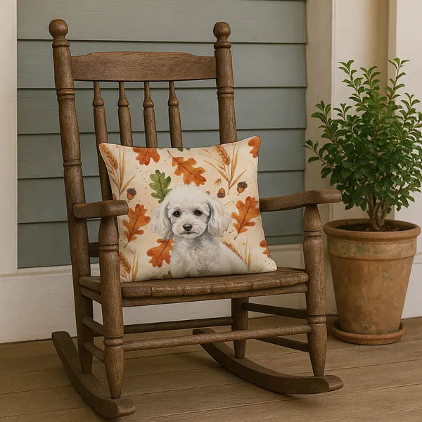 Aeelleea Miniature White Poodle Heirloom Fall Pillow 18x18 in Cushion