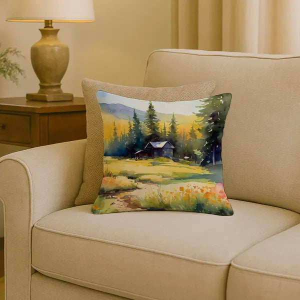 Aeelleea Montana Bitterroot Watercolor Pillow 18x18 Machine Washable Indoor Outdoor