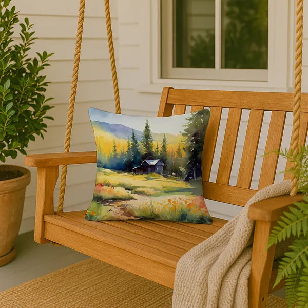 Aeelleea Montana Bitterroot Watercolor Pillow 18x18 Machine Washable Indoor Outdoor