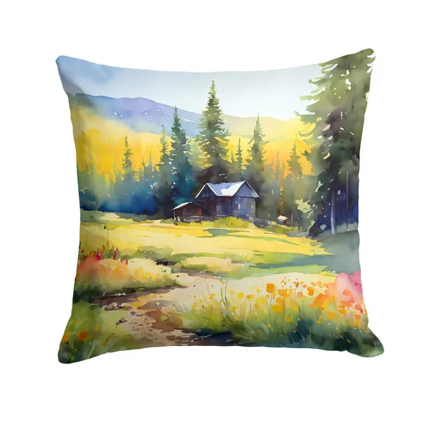 Aeelleea Montana Bitterroot Watercolor Pillow 18x18 Machine Washable Indoor Outdoor