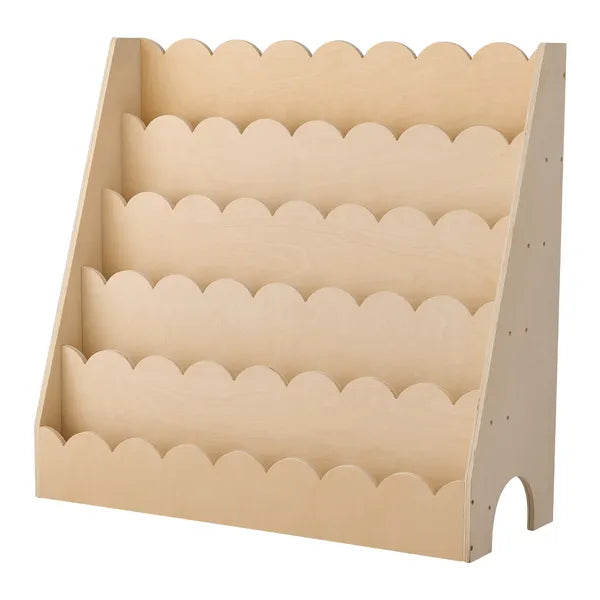 AEELLEEA 5-Tier Wooden Kids Bookshelf 31.50 x 11.81 x 29.53 Inch, Scalloped Edge Toddler Book Rack for Bedroom Playroom Preschool