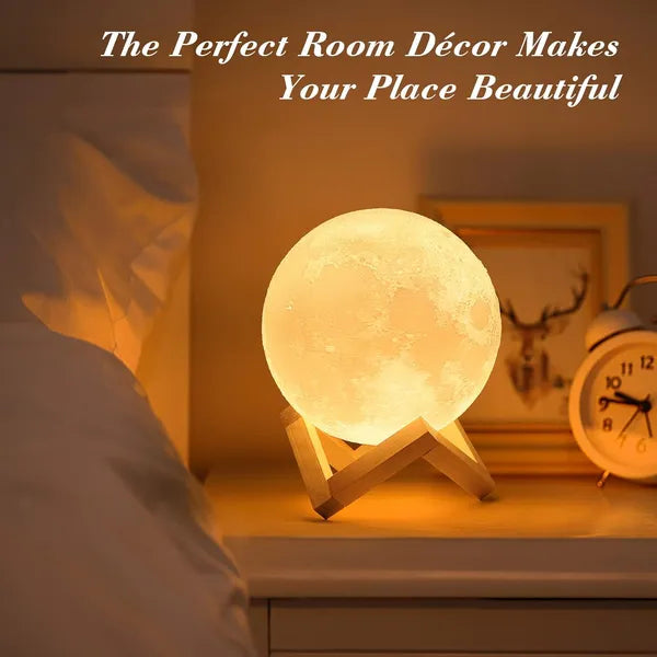 Aeelleea Moon Lamp Humidifier, 2 in 1 880ml 3D Moon Night Light USB Rechargeable Aromatherapy Diffuser Bedroom Gift Decor
