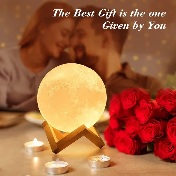 Aeelleea Moon Lamp Humidifier, 2 in 1 880ml 3D Moon Night Light USB Rechargeable Aromatherapy Diffuser Bedroom Gift Decor