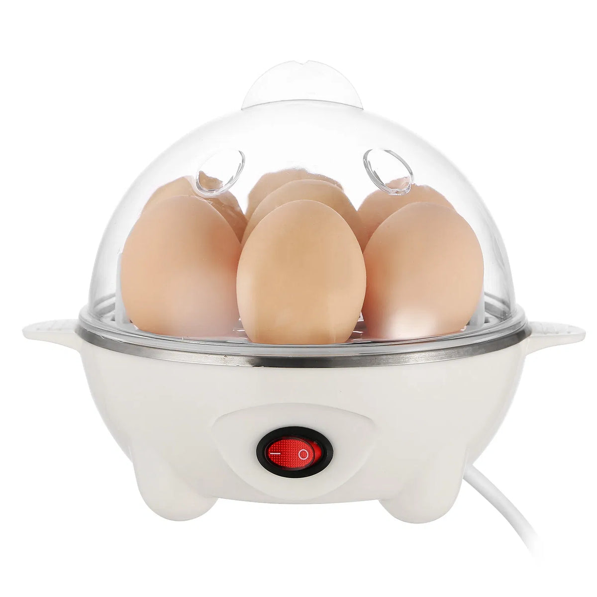 Multi-Use Electric Egg Cooker 7-Egg Capacity Egg Boiler & Food Steamer with Auto Shut-Off - White