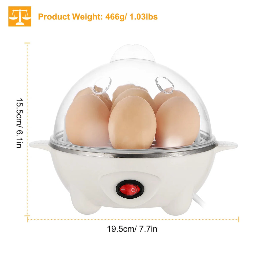 Multi-Use Electric Egg Cooker 7-Egg Capacity Egg Boiler & Food Steamer with Auto Shut-Off - White