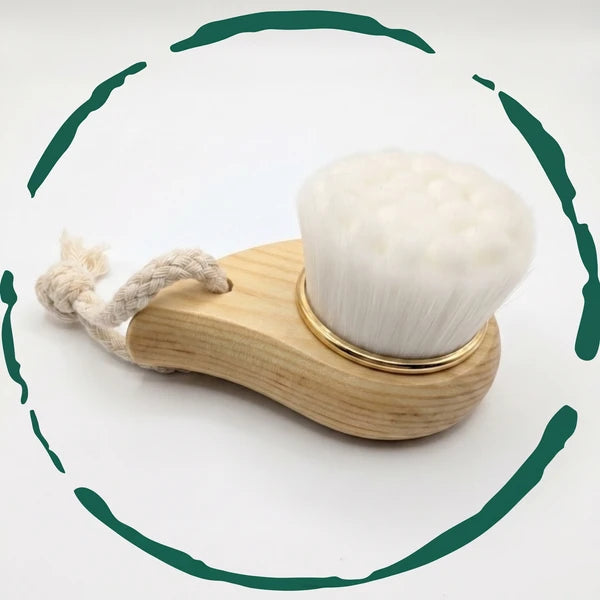 Bamboo Facial Cleansing Brush with Soft Bristles, Manual Face Scrubber for Daily Cleansing and Exfoliating
