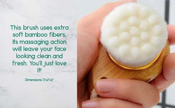 2-Pack Bamboo Facial Cleansing Brush with Soft Bristles, Manual Face Scrubber for Deep Cleansing & Gentle Exfoliation