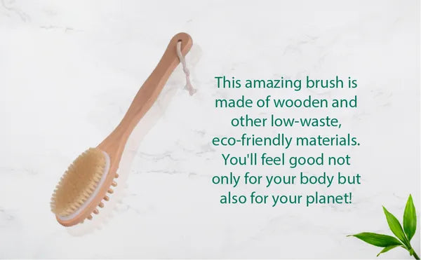 Long Handle Body Brush for Shower, Dual-Sided Exfoliating Bath & Dry Brushing Back Scrubber with Wooden Handle