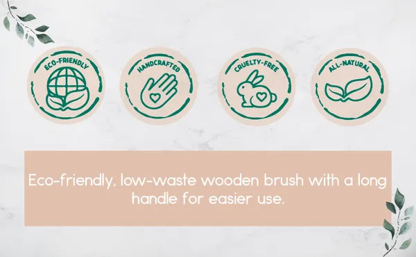 Long Handle Body Brush for Shower, Dual-Sided Exfoliating Bath & Dry Brushing Back Scrubber with Wooden Handle