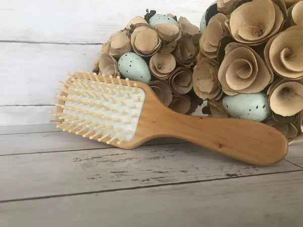 9in Bamboo Detangling Hair Brush with Cushioned Wooden Pins, Paddle Hair Brush for Women and Men