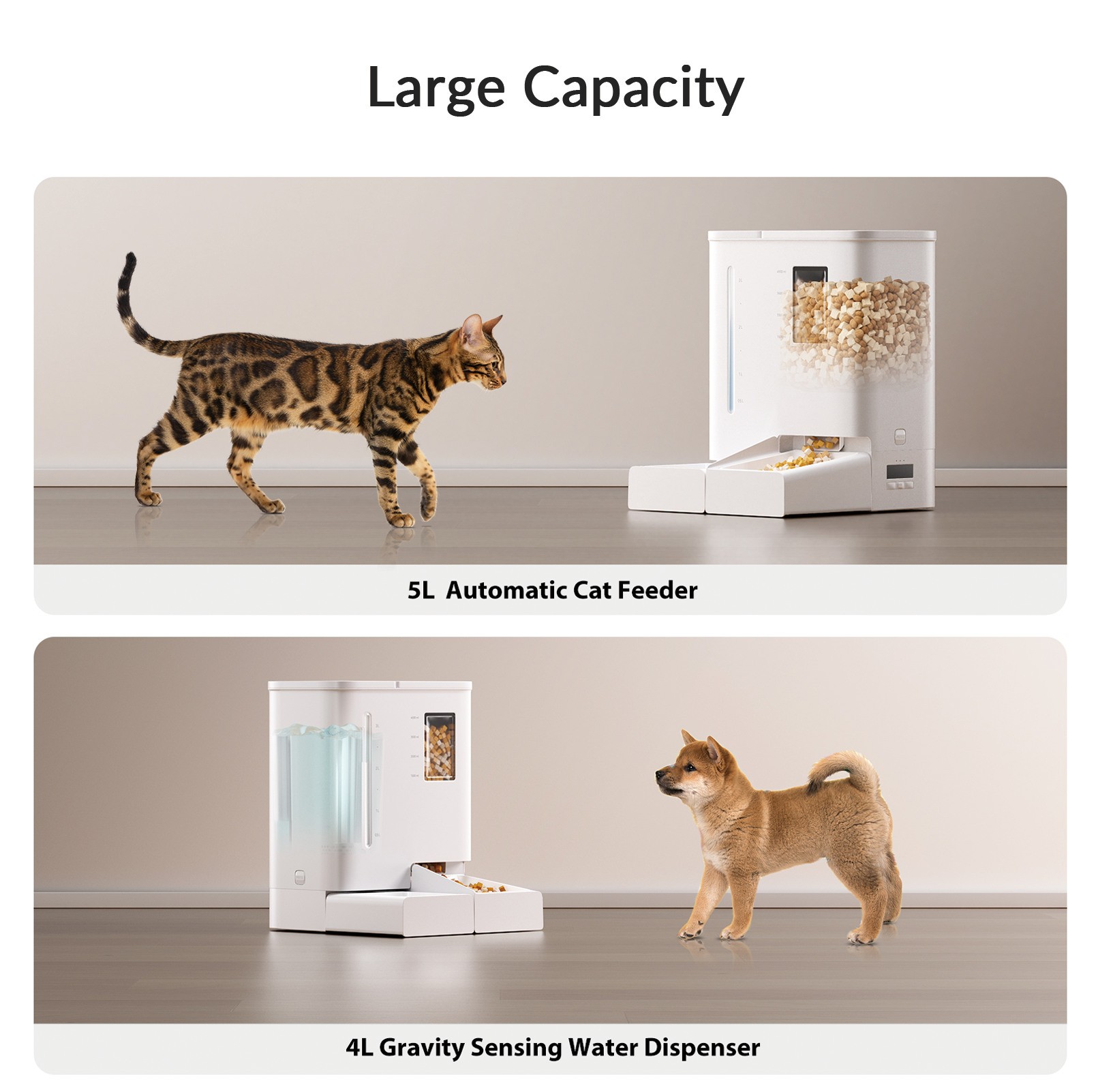 Petlibro - 2-in-1 Automatic Cat Feeder and Waterer Set, 5G/2.4GHz WiFi Smart Pet Station, 176oz Food & 123oz Water (2-Week Capacity), App Control, Moisture-Proof, Easy Clean