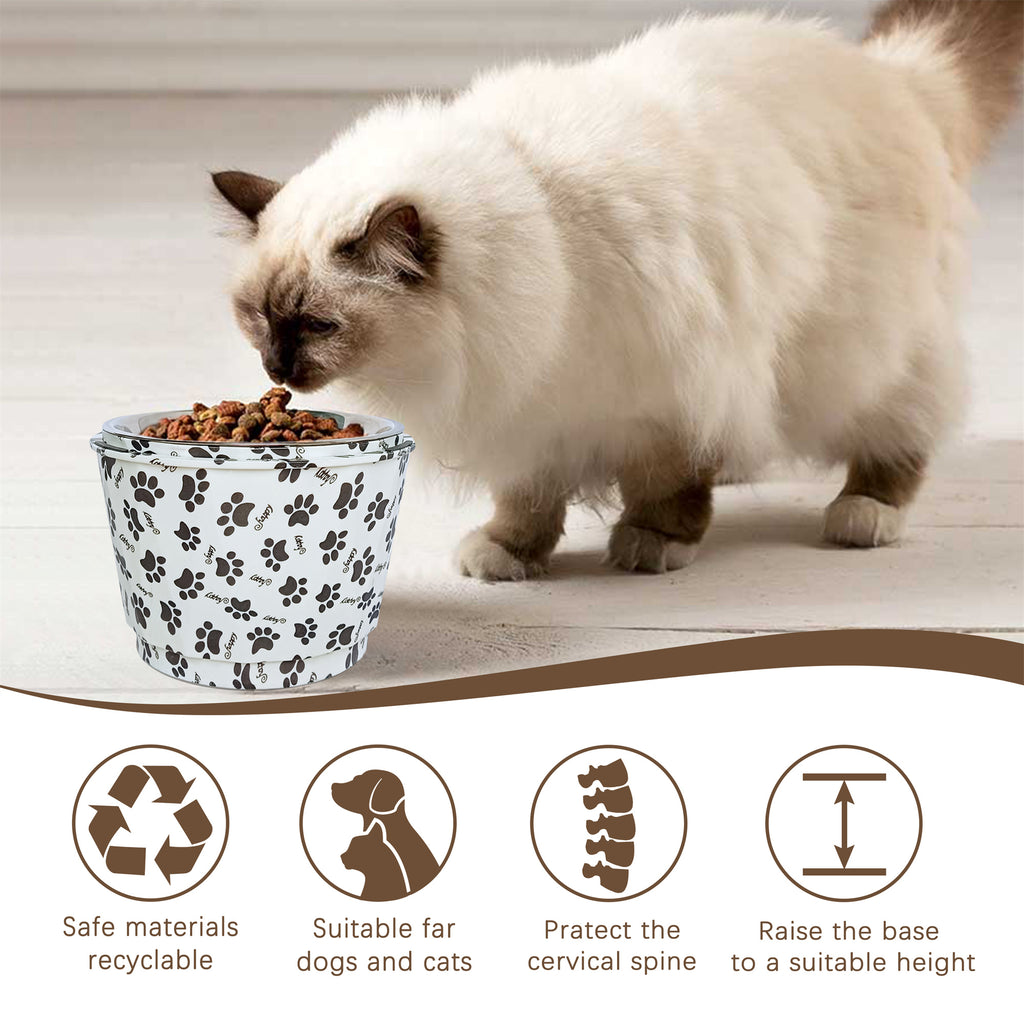 SSY 6" Anti-Vomiting Stainless Steel Pet Bowl, Non-slip Modern Design with Spine Protection for Small/Medium Dogs & Cats