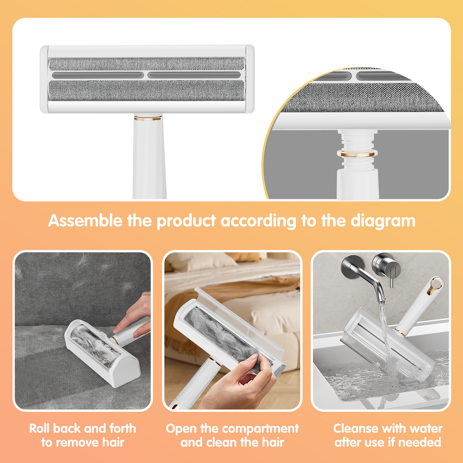 Pet Hair Removal Roller  Reusable  for Sofa  Carpet Clothes & Bedding