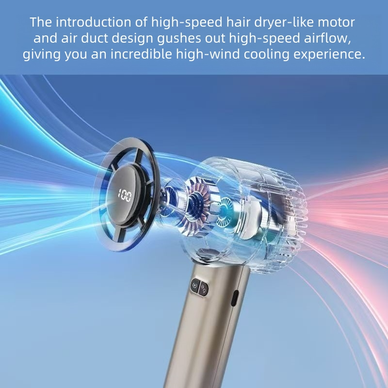 Portable 5-Speed Handheld Fan, USB Rechargeable with Power Display & Night Light, Lightweight Cooling for Women Men Indoor Outdoor