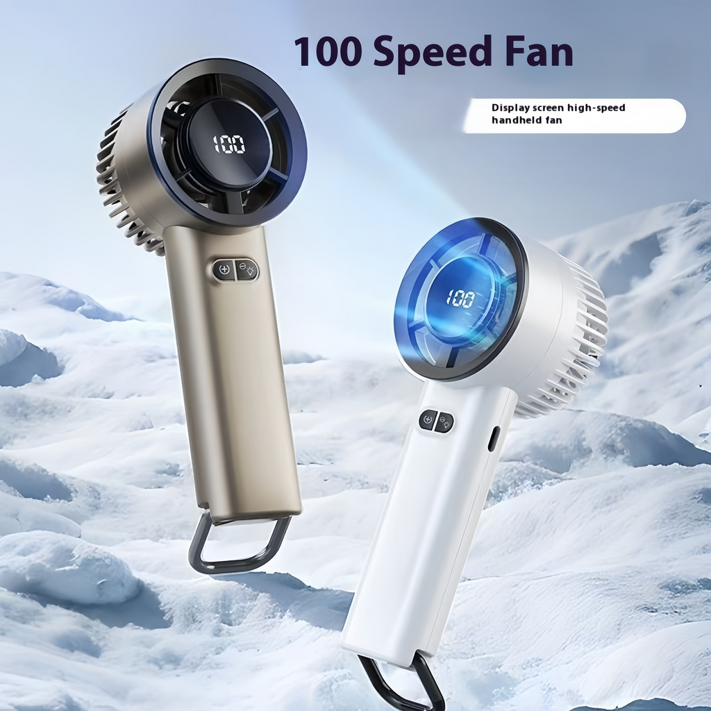 Portable 5-Speed Handheld Fan, USB Rechargeable with Power Display & Night Light, Lightweight Cooling for Women Men Indoor Outdoor