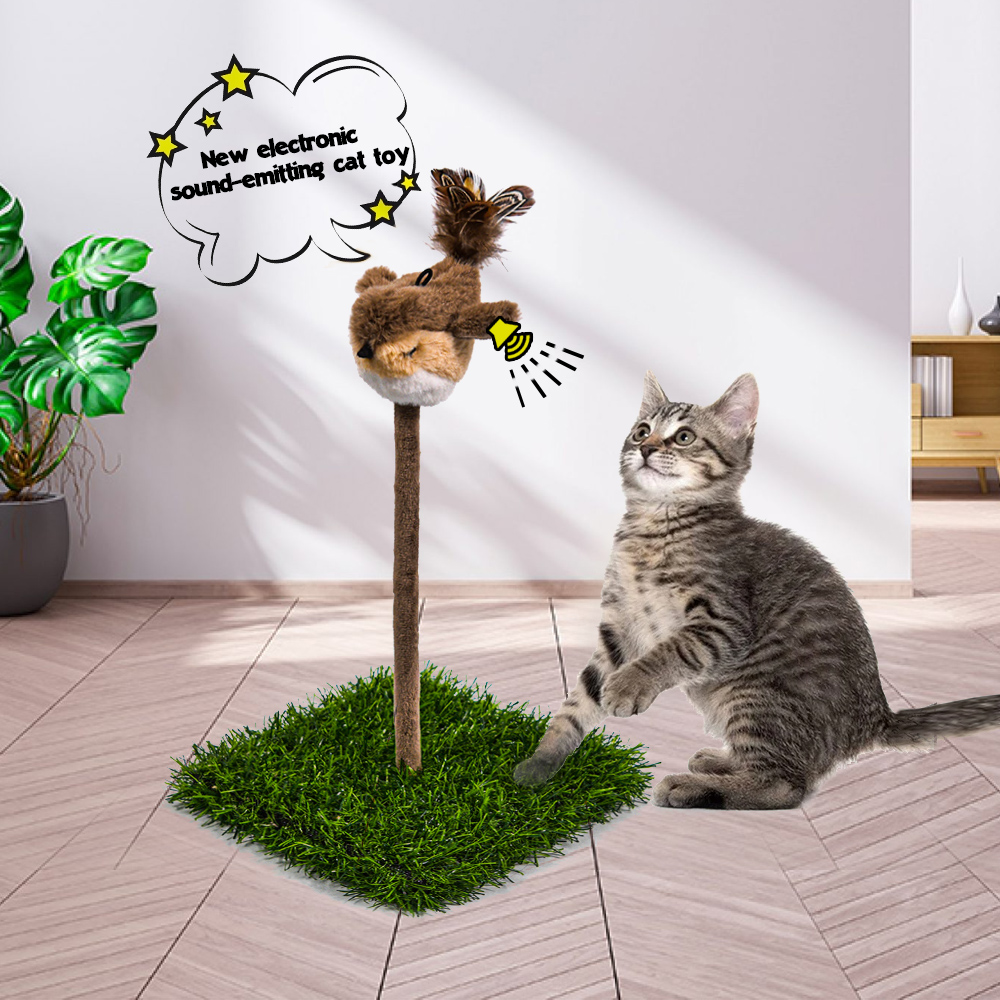 Interactive Spiral Spring Bird Cat Toy – Feather Teaser with Chirping Sound, Realistic Design for Indoor Cats & Kittens, Self-Play Exercise