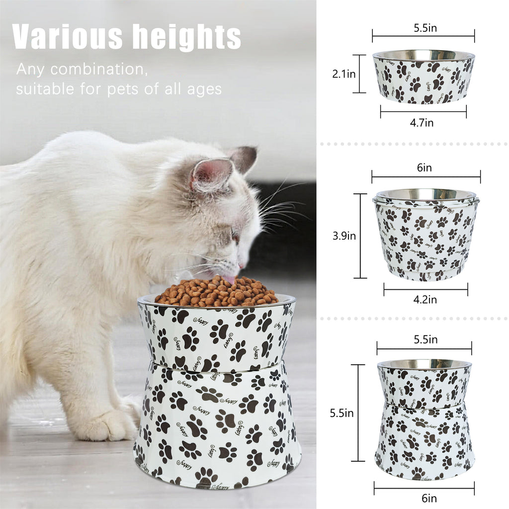 SSY 6" Anti-Vomiting Stainless Steel Pet Bowl, Non-slip Modern Design with Spine Protection for Small/Medium Dogs & Cats