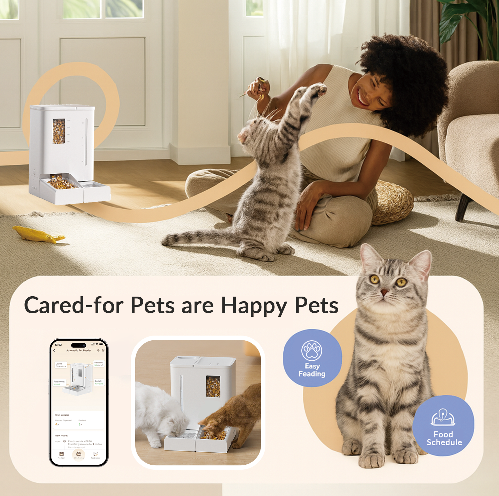 Petlibro - 2-in-1 Automatic Cat Feeder and Waterer Set, 5G/2.4GHz WiFi Smart Pet Station, 176oz Food & 123oz Water (2-Week Capacity), App Control, Moisture-Proof, Easy Clean