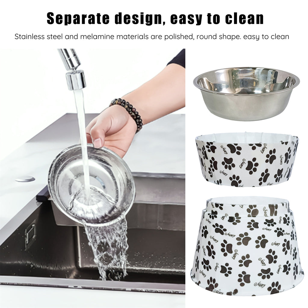 SSY 6" Anti-Vomiting Stainless Steel Pet Bowl, Non-slip Modern Design with Spine Protection for Small/Medium Dogs & Cats