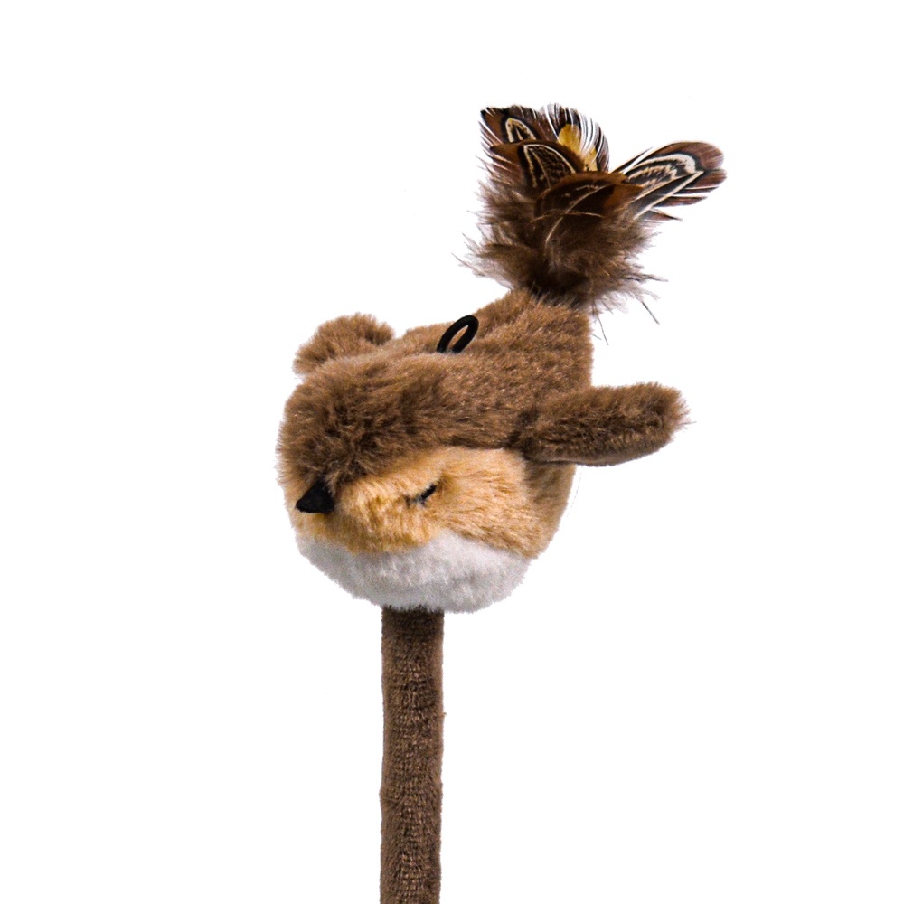 Interactive Spiral Spring Bird Cat Toy – Feather Teaser with Chirping Sound, Realistic Design for Indoor Cats & Kittens, Self-Play Exercise
