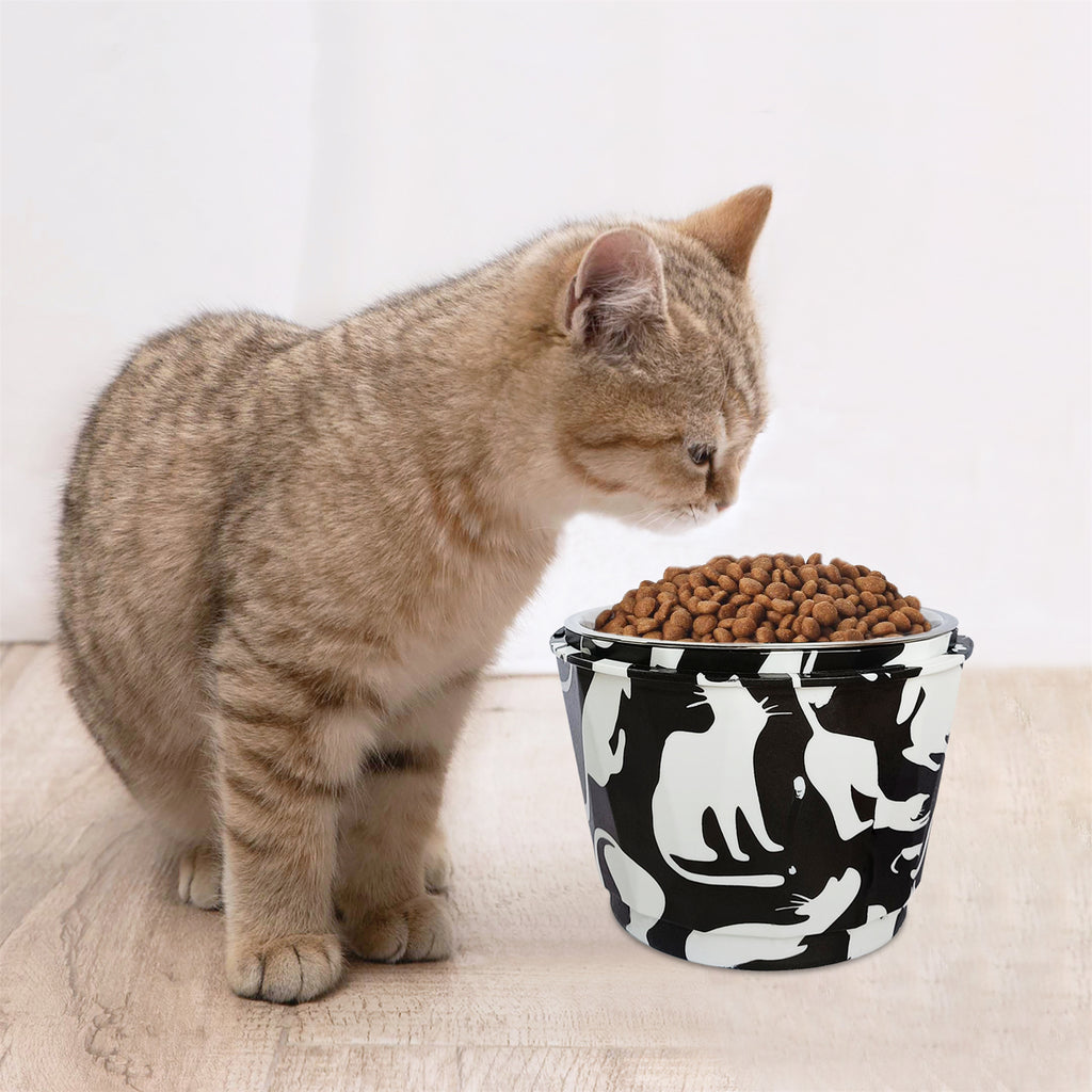 SSY 6" Anti-Vomiting Stainless Steel Pet Bowl, Non-slip Modern Design with Spine Protection for Small/Medium Dogs & Cats