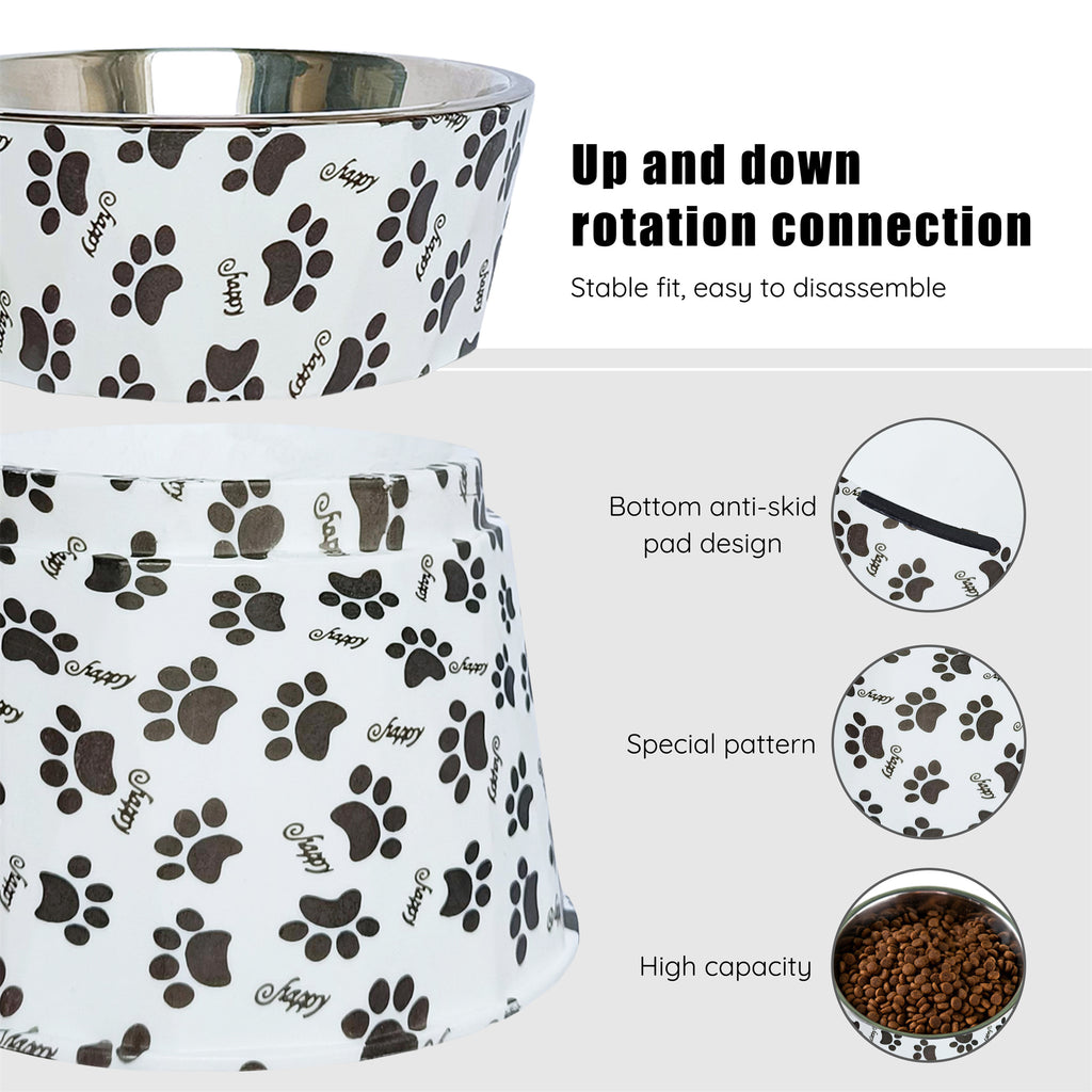 SSY 6" Anti-Vomiting Stainless Steel Pet Bowl, Non-slip Modern Design with Spine Protection for Small/Medium Dogs & Cats
