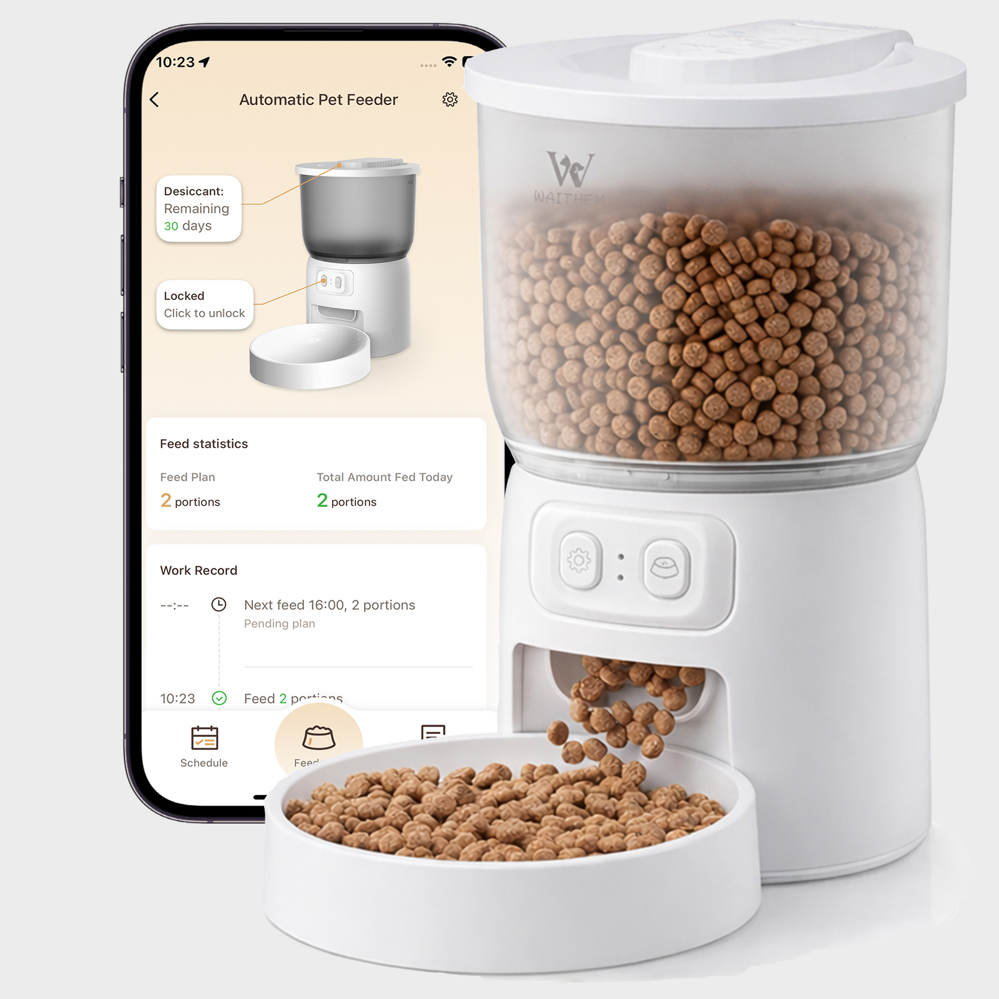 Wi-Fi Automatic Pet Feeder  App Controlled  10 Meals/Day  Cats & Dogs