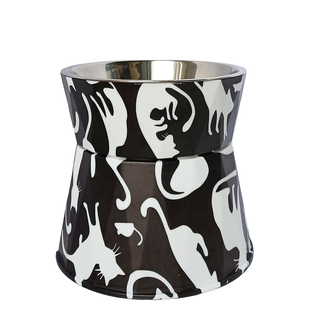 SSY 6" Anti-Vomiting Stainless Steel Pet Bowl, Non-slip Modern Design with Spine Protection for Small/Medium Dogs & Cats