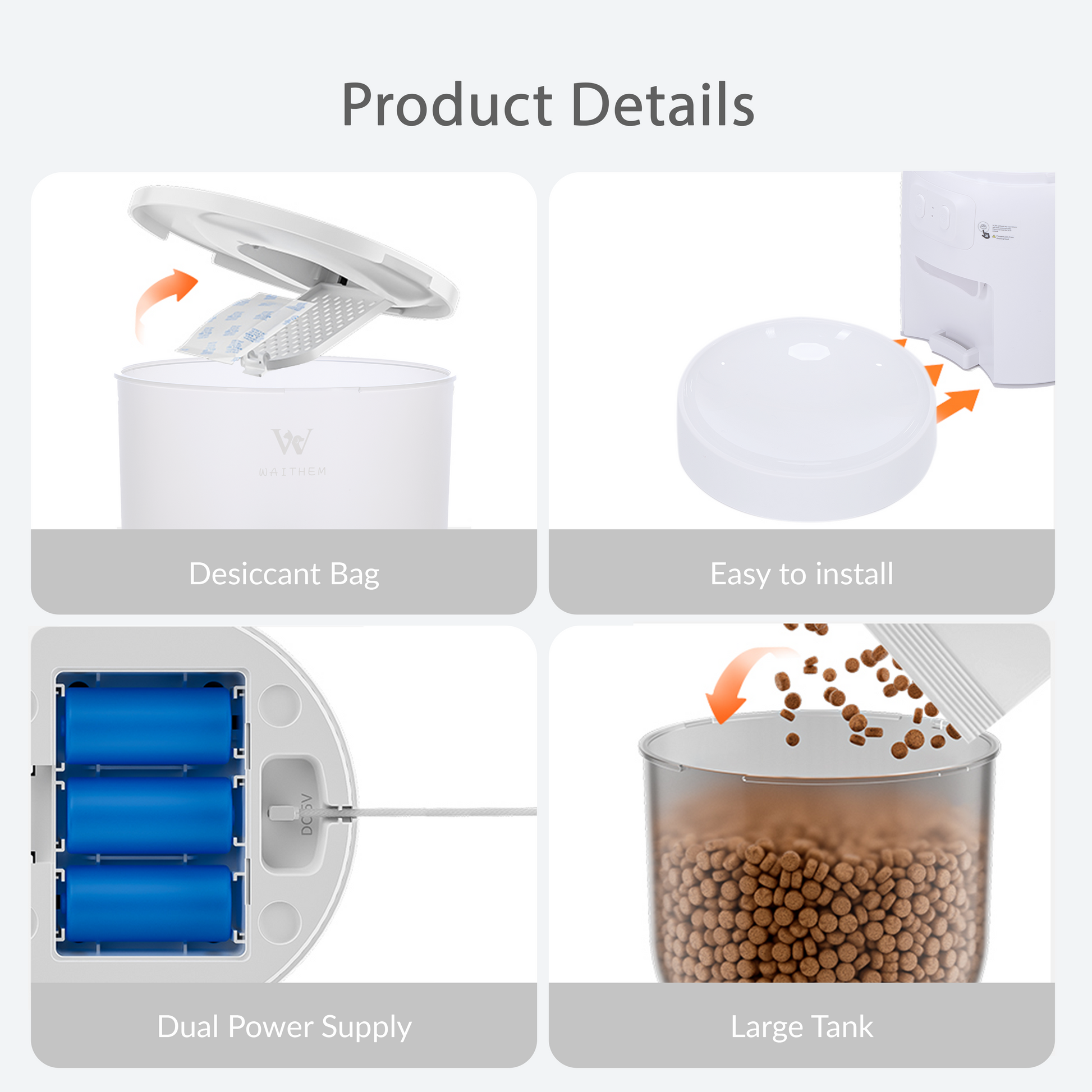Wi-Fi Automatic Pet Feeder  App Controlled  10 Meals/Day  Cats & Dogs