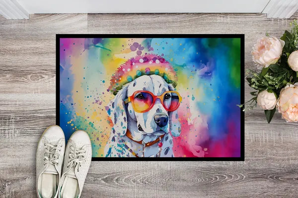 Aeelleea Dalmatian Hippie Doormat 18x27 Non Slip Washable Indoor Outdoor