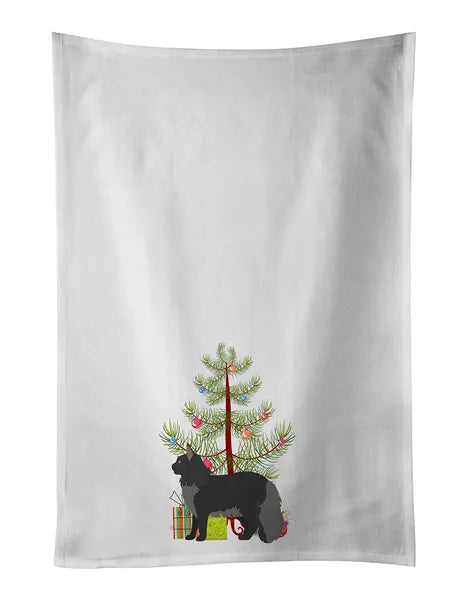 Set of 2 Maine Coon Cat Christmas Kitchen Towels, White Decorative Dish Hand Towels, 19×28in Multipurpose Cloth for Kitchen, Bathroom & Tea