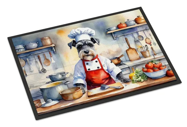 Aeelleea Schnauzer Chef Doormat 18x27 Non Slip Washable Indoor Outdoor