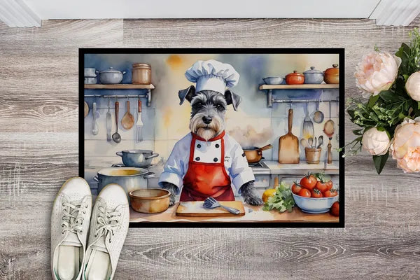 Aeelleea Schnauzer Chef Doormat 18x27 Non Slip Washable Indoor Outdoor