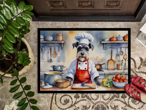 Aeelleea Schnauzer Chef Doormat 18x27 Non Slip Washable Indoor Outdoor
